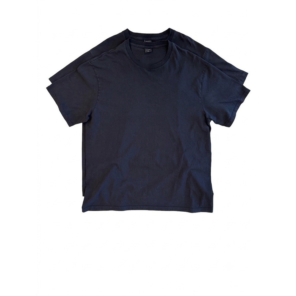 John Elliott T-Shirt Men Black Sz5(XXL) Solid Crew Neck Heavy Cotton(LOT OF TWO)